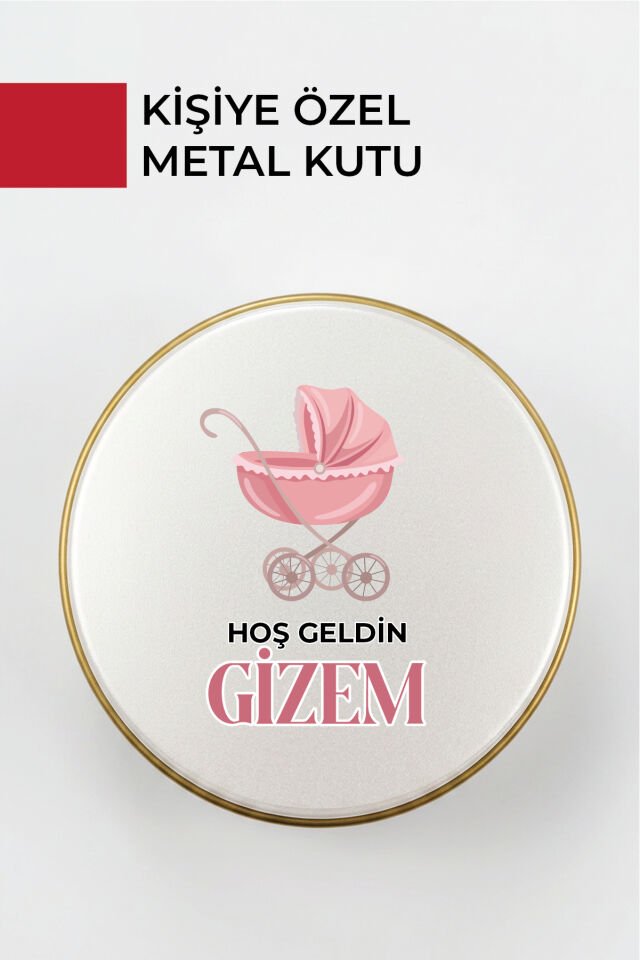 Kişiye Özel Yenidoğan Hoşgeldin Bebek Metal Kutu Seti | Kız - (Model4) 100 Adet