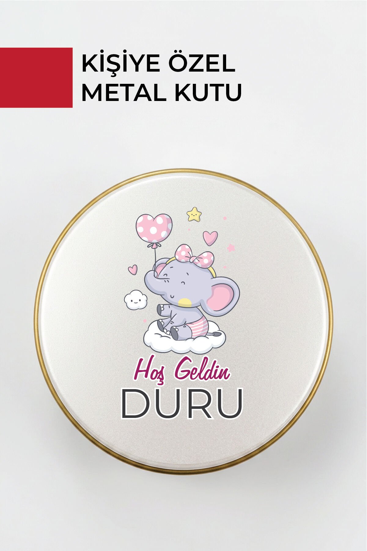 Kişiye Özel Yenidoğan Hoşgeldin Bebek Metal Kutu Seti | Kız - (Model5)
