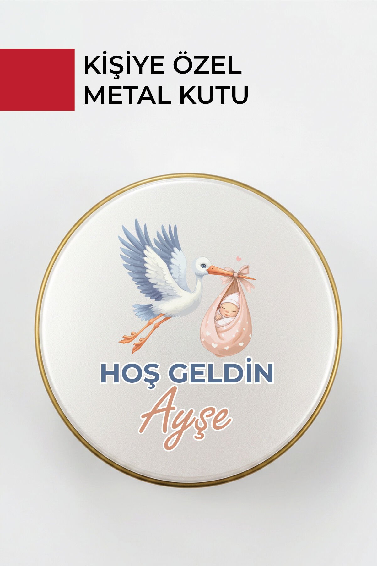 Kişiye Özel Yenidoğan Hoşgeldin Bebek Metal Kutu Seti | Kız - (Model7)