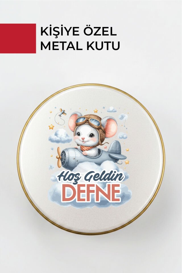 Kişiye Özel Yenidoğan Hoşgeldin Bebek Metal Kutu Seti | Kız - (Model8) 100 Adet
