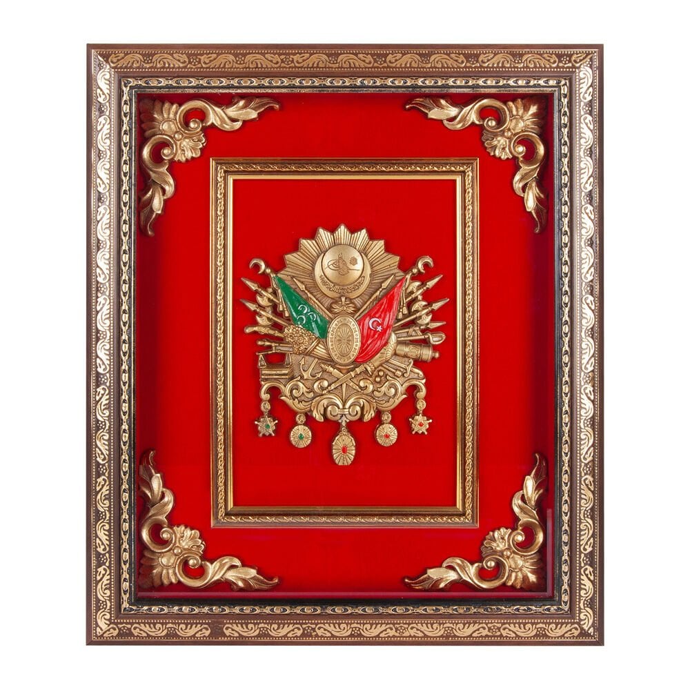 SALTANAT SİYAH OSMANLI ARMASI KABARTMALI TABLO Kırmızı