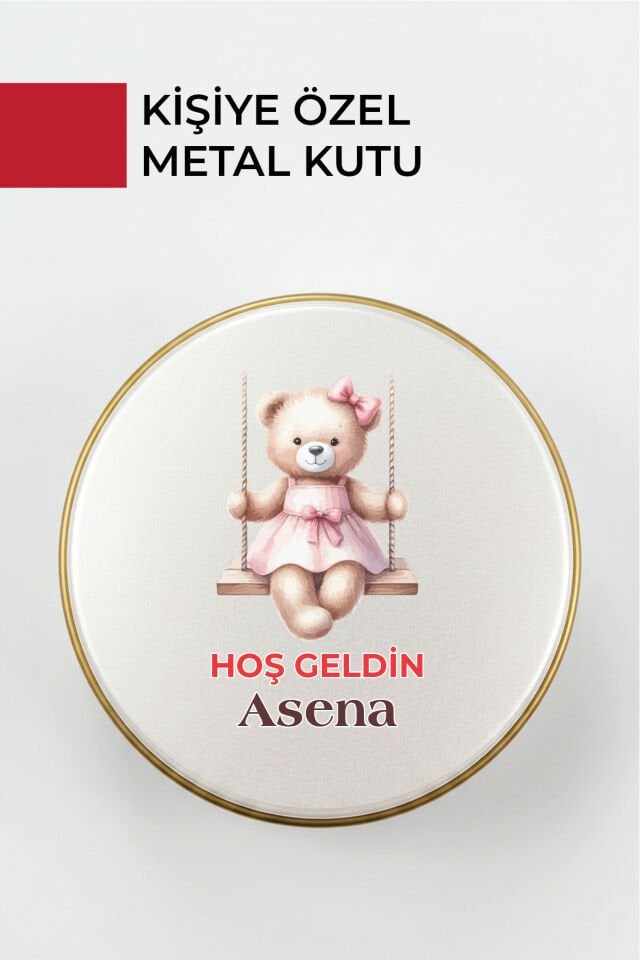 Kişiye Özel Yenidoğan Hoşgeldin Bebek Metal Kutu Seti | Kız - (Model11) 100 Adet