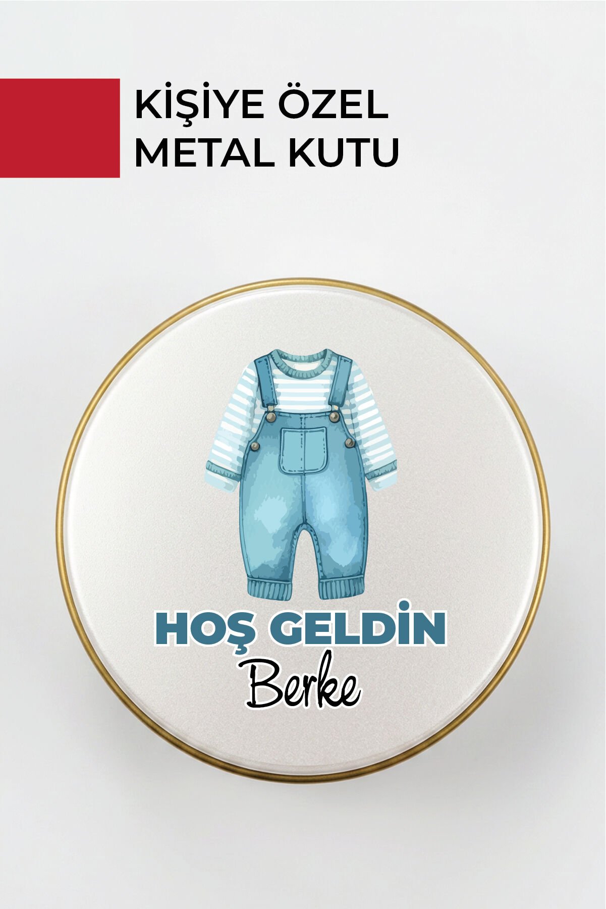 Kişiye Özel Yenidoğan Hoşgeldin Bebek Metal Kutu Seti | Erkek - (Model1)