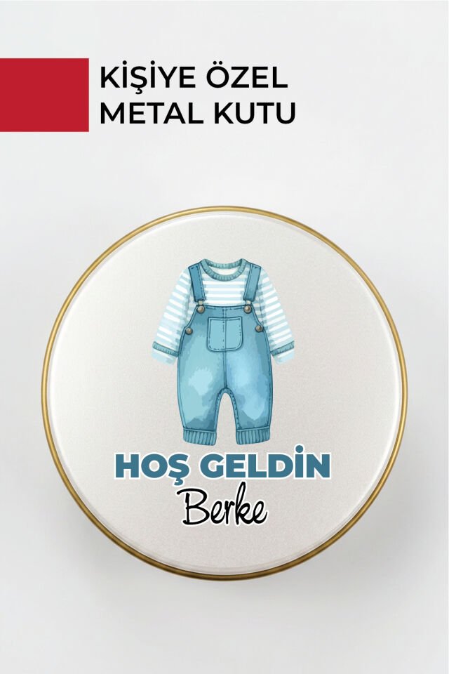 Kişiye Özel Yenidoğan Hoşgeldin Bebek Metal Kutu Seti | Erkek - (Model1)