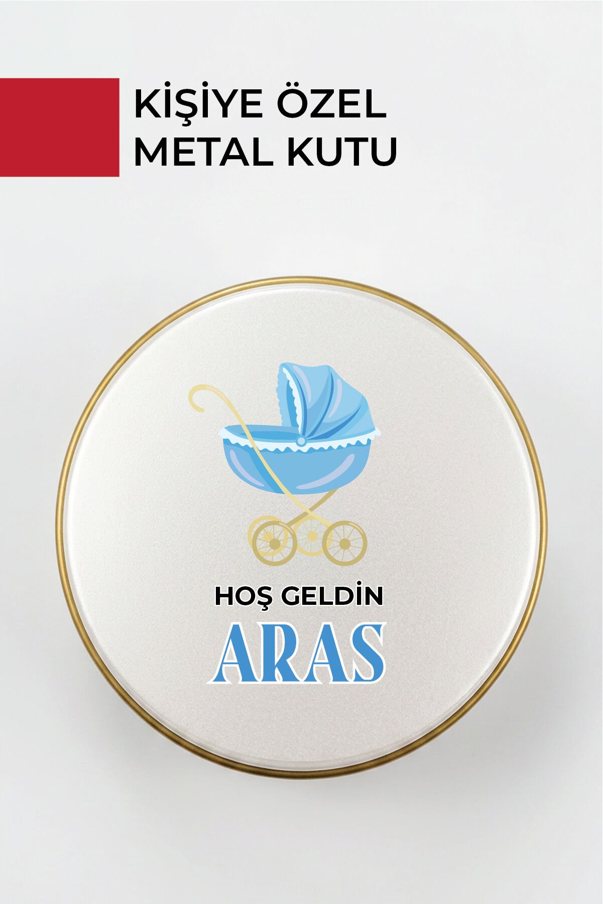 Kişiye Özel Yenidoğan Hoşgeldin Bebek Metal Kutu Seti | Erkek - (Model4) 20 Adet