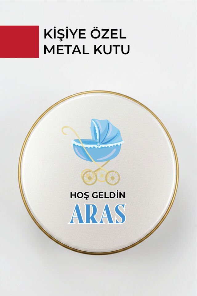 Kişiye Özel Yenidoğan Hoşgeldin Bebek Metal Kutu Seti | Erkek - (Model4) 20 Adet