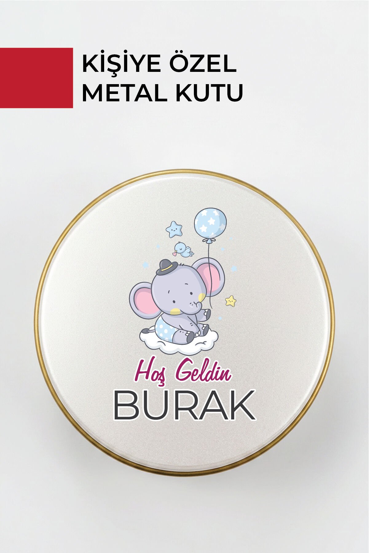 Kişiye Özel Yenidoğan Hoşgeldin Bebek Metal Kutu Seti | Erkek - (Model5)