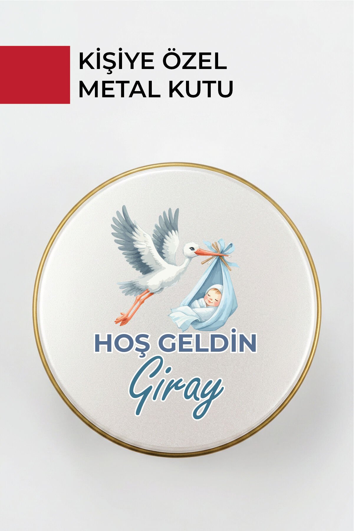 Kişiye Özel Yenidoğan Hoşgeldin Bebek Metal Kutu Seti | Erkek - (Model7)