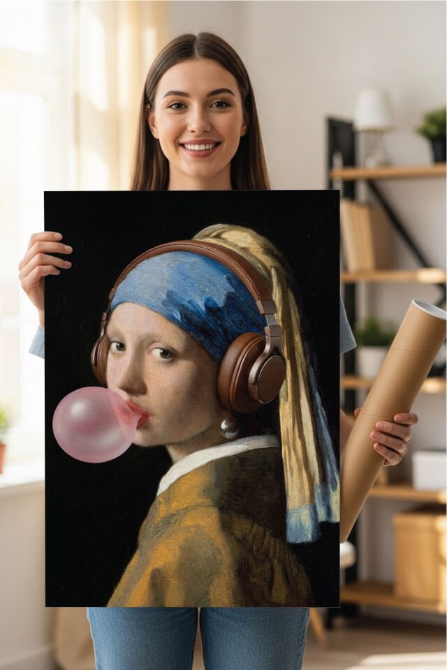 Johannes Vermeer - İnci Küpeli Kız Pop-Art Poster Modeli 32x47 cm - 250 gr