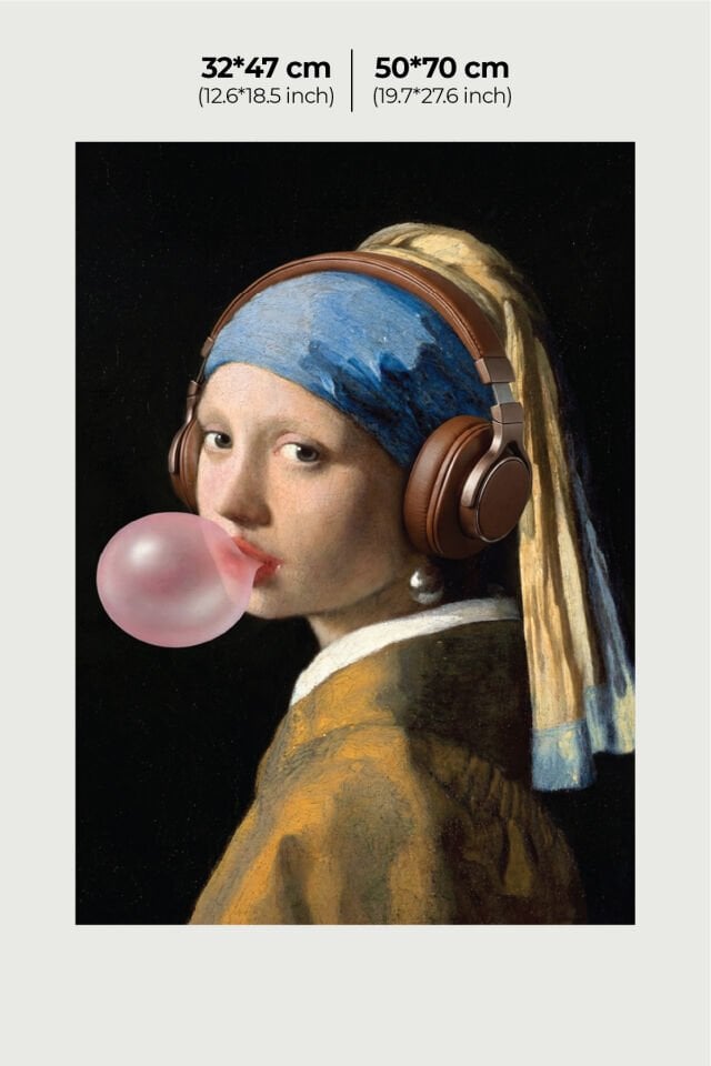 Johannes Vermeer - İnci Küpeli Kız Pop-Art Poster Modeli 32x47 cm - 150 gr