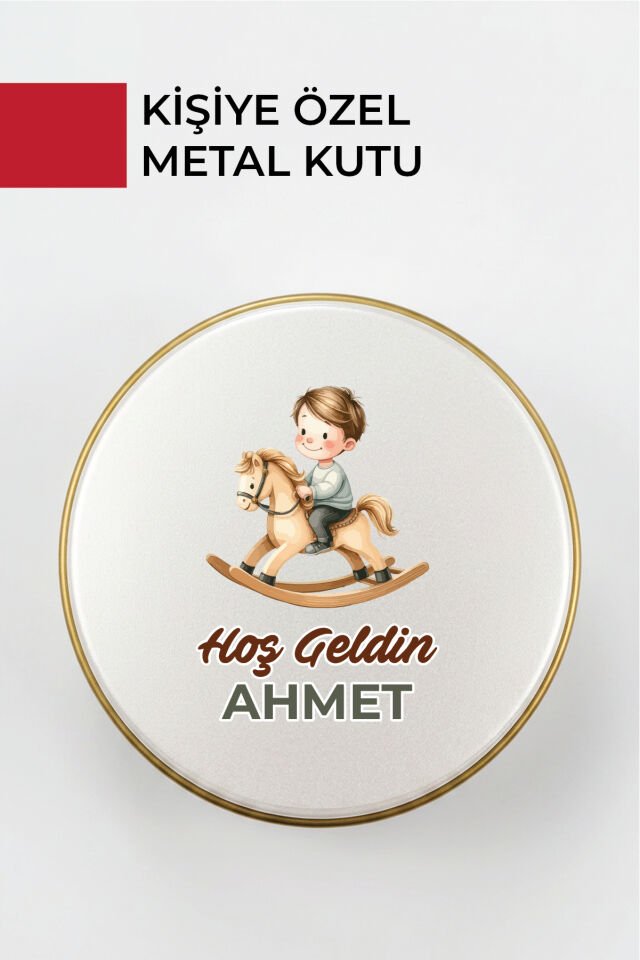 Kişiye Özel Yenidoğan Hoşgeldin Bebek Metal Kutu Seti | Erkek - (Model10) 20 Adet