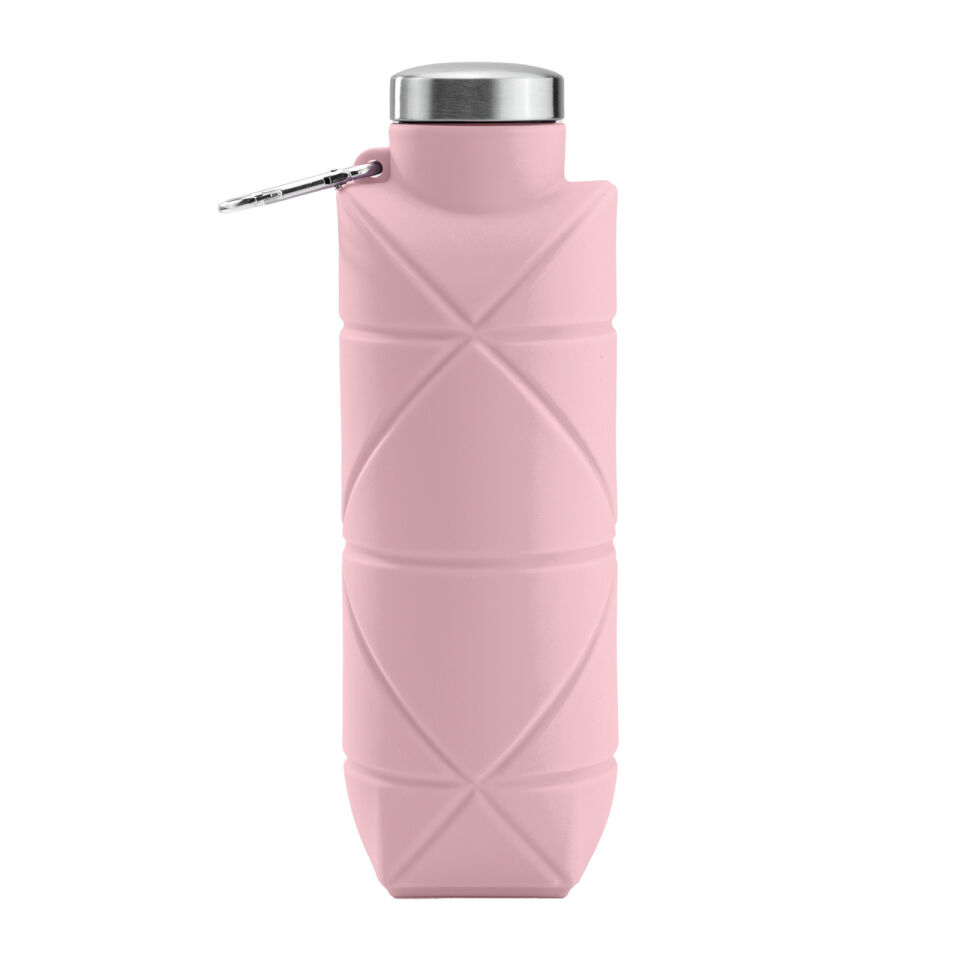 AYDENİZ SİYAH KATLANABİLİR SİLİKON MATARA Pembe - 700 ML