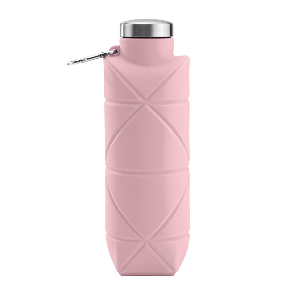 AYDENİZ SİYAH KATLANABİLİR SİLİKON MATARA Pembe - 700 ML