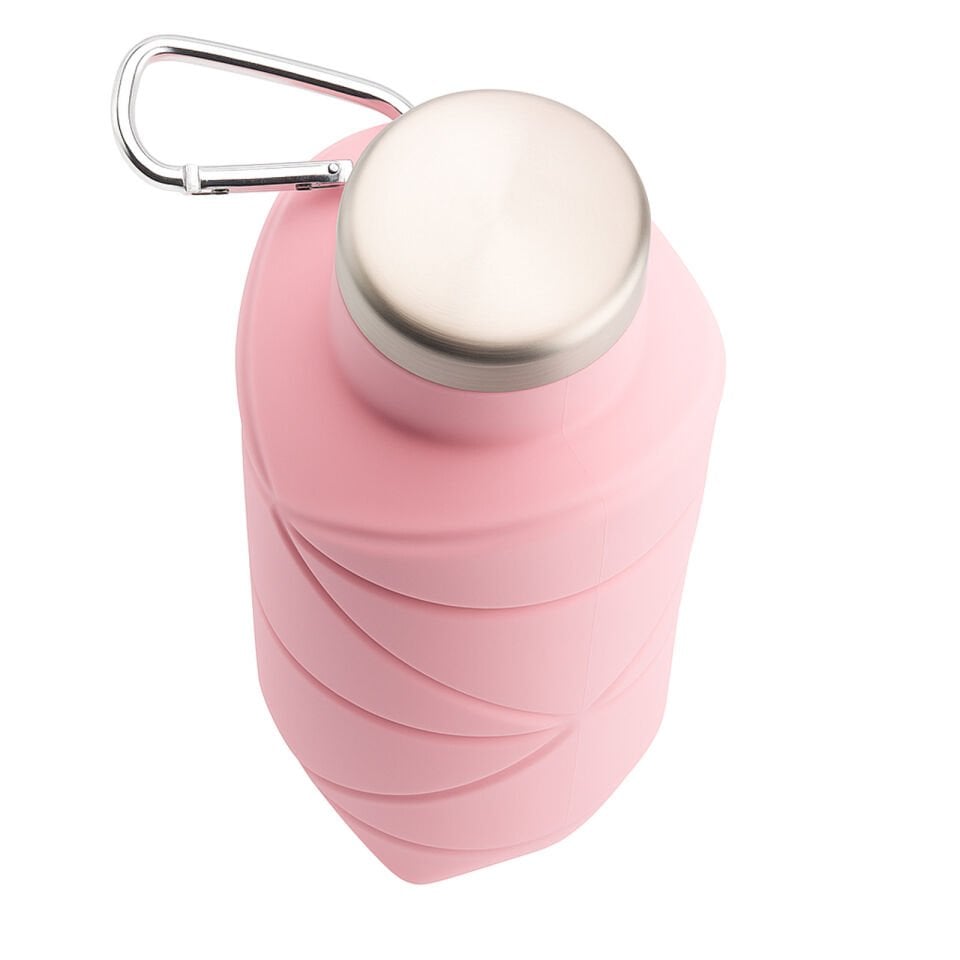 AYDENİZ SİYAH KATLANABİLİR SİLİKON MATARA Pembe - 700 ML