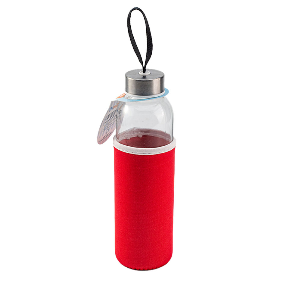 LADOGA SİYAH CAM MATARA Kırmızı - 550 ML