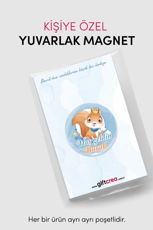 Yeni Doğan Erkek Bebek İçin Hoş Geldin Magnet Yuvarlak Açacaklı Tasarım (Model-5) 50 Adet