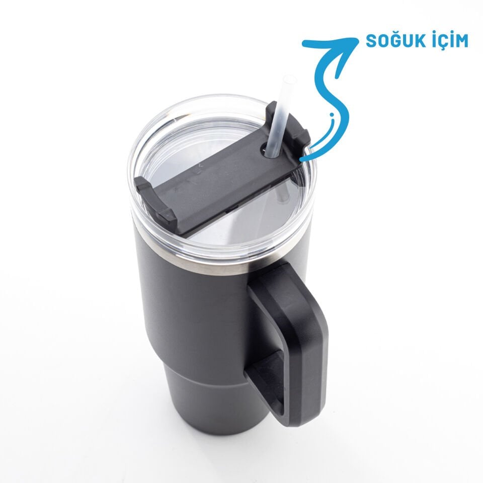 ADRASAN SİYAH TERMOS Siyah - 1200 ML