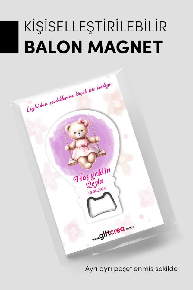 Kişiye Özel Açacaklı Balon Magnet – Sevimli Dostlar Serisi Kız (Model-2) 50 Adet