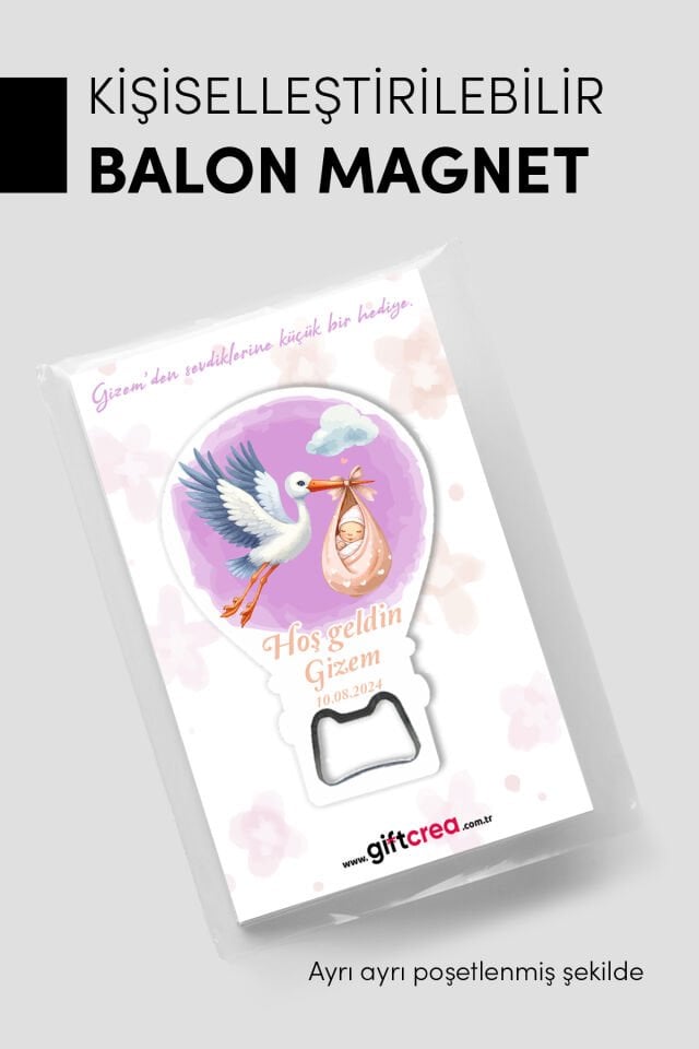 Kişiye Özel Açacaklı Balon Magnet – Sevimli Dostlar Serisi Kız (Model-4) 50 Adet