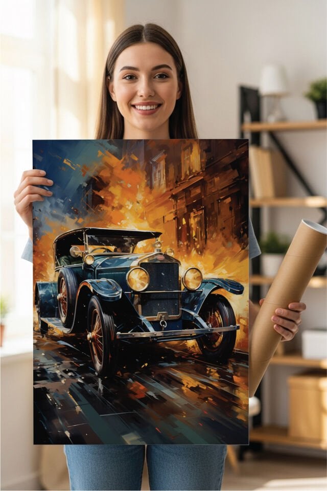 Nostaljik Klasik Otomobil Poster Modelleri - Klasik Seri 2 70x100 cm - Model 4 - 250 gr