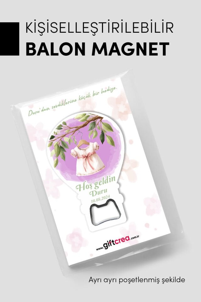 Kişiye Özel Açacaklı Balon Magnet – Sevimli Dostlar Serisi Kız (Model-5) 50 Adet