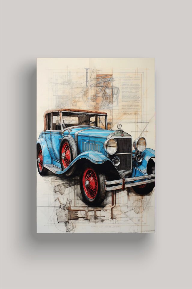Nostaljik Klasik Otomobil Poster Modelleri - Klasik Seri 2 50x70 cm - Model 2 - 150 gr