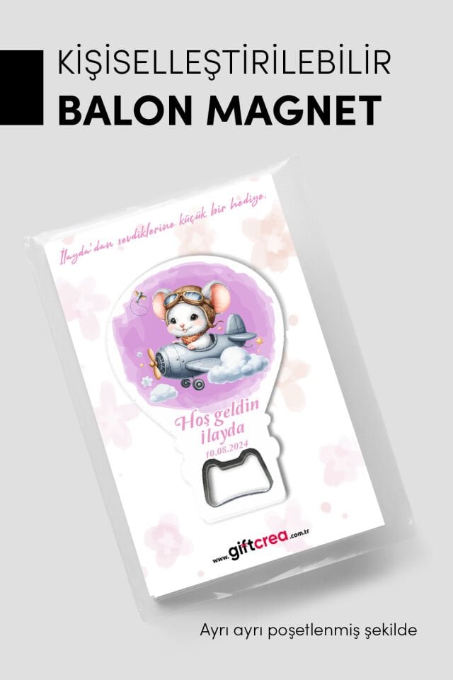 Kişiye Özel Açacaklı Balon Magnet – Sevimli Dostlar Serisi Kız (Model-6) 50 Adet