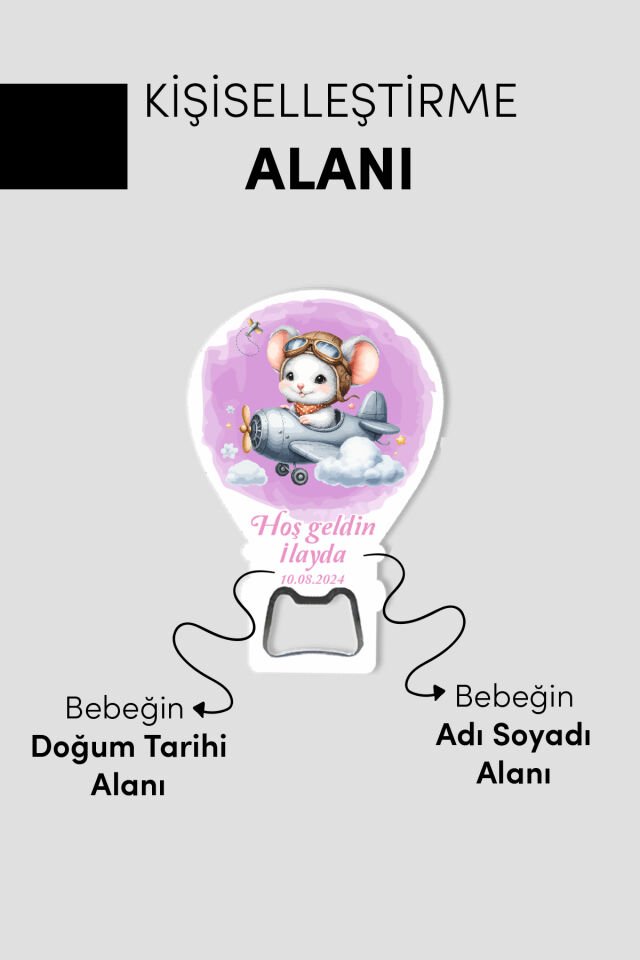Kişiye Özel Açacaklı Balon Magnet – Sevimli Dostlar Serisi Kız (Model-6) 50 Adet