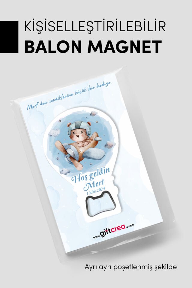 Kişiye Özel Açacaklı Balon Magnet – Sevimli Dostlar Serisi Erkek (Model-2) 50 Adet