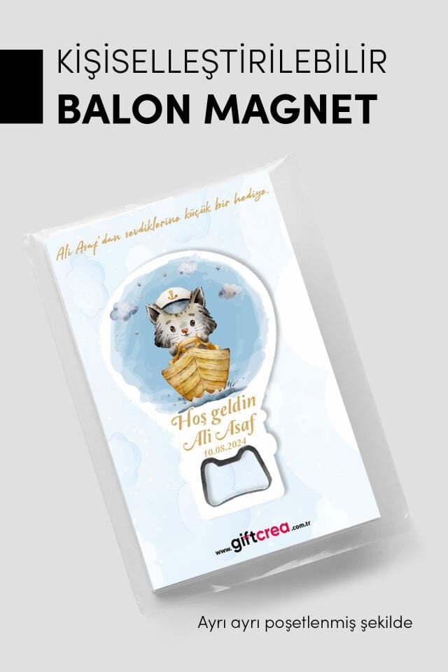 Kişiye Özel Açacaklı Balon Magnet – Sevimli Dostlar Serisi Erkek (Model-3) 50 Adet