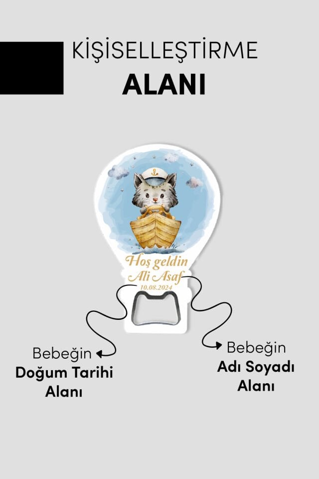 Kişiye Özel Açacaklı Balon Magnet – Sevimli Dostlar Serisi Erkek (Model-3) 50 Adet