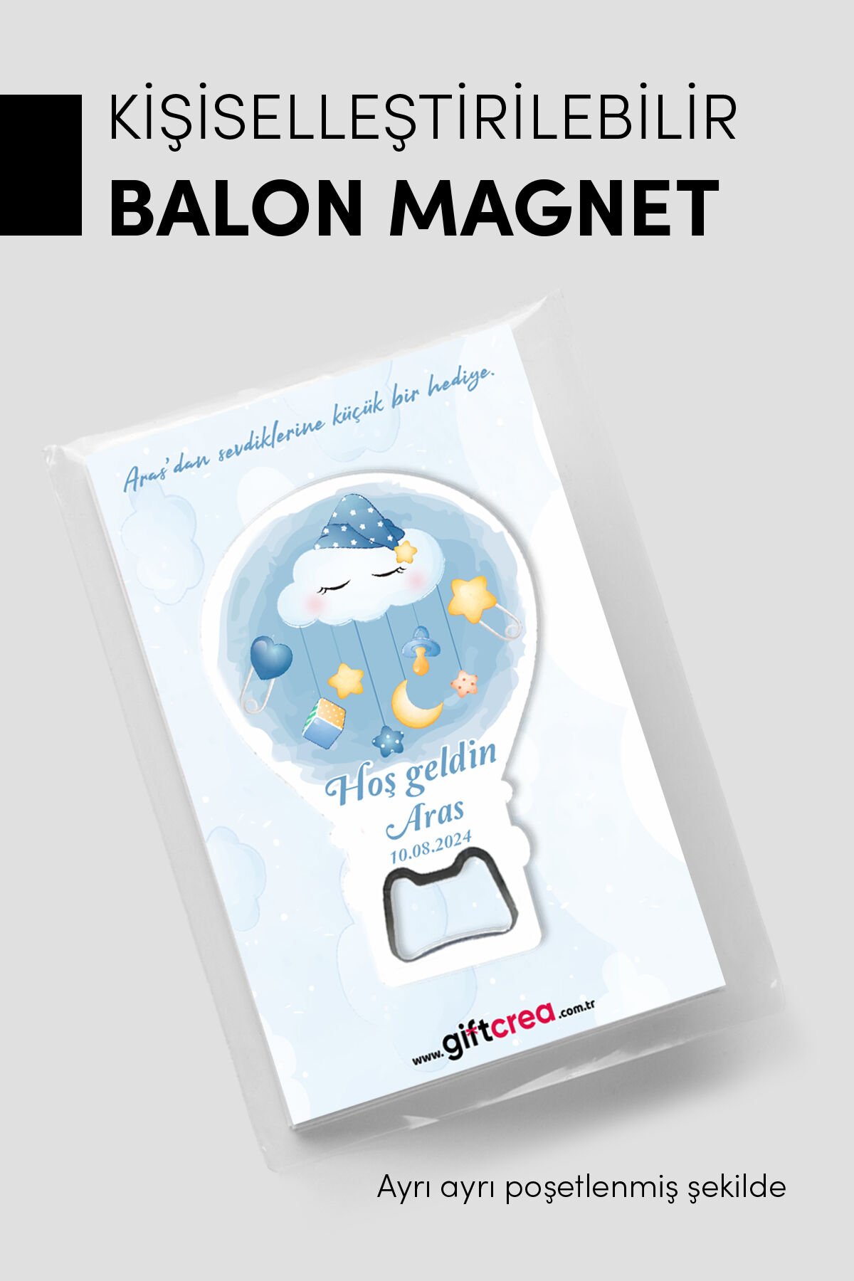 Kişiye Özel Açacaklı Balon Magnet – Sevimli Dostlar Serisi Erkek (Model-4) 10 Adet