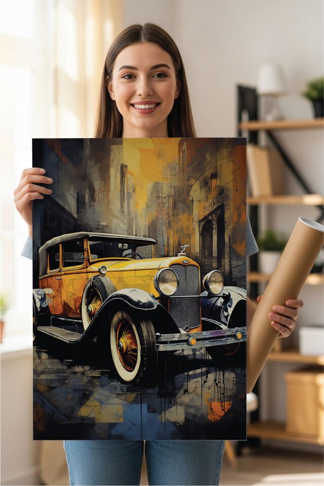 Nostaljik Klasik Otomobil Poster Modelleri - Klasik Seri 2 70x100 cm - Model 3 - 250 gr