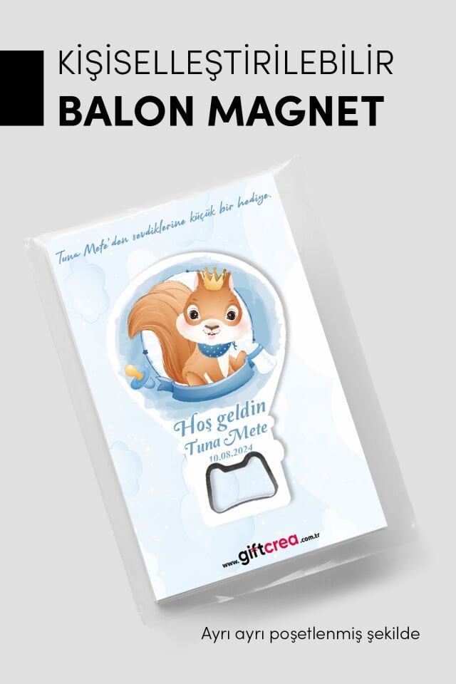 Kişiye Özel Açacaklı Balon Magnet – Sevimli Dostlar Serisi Erkek (Model-5) 50 Adet