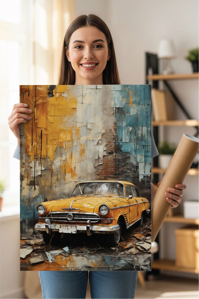 Nostaljik Klasik Otomobil Poster Modelleri - Klasik Seri 2 70x100 cm - Model 4 - 250 gr