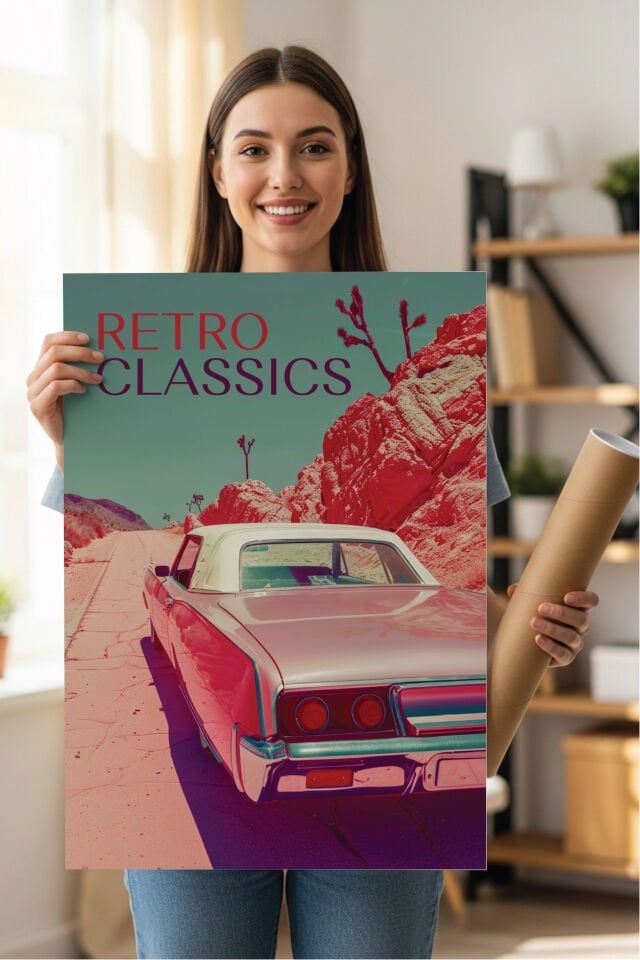 Nostaljik Klasik Otomobil Poster Modelleri - Klasik Seri 3 70x100 cm - Model 4 - 250 gr