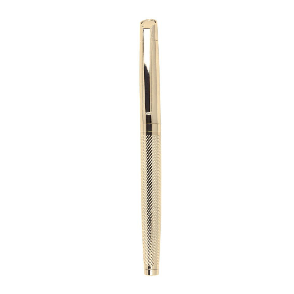 DÜZİÇİ SİYAH METAL ROLLER KALEM Altın