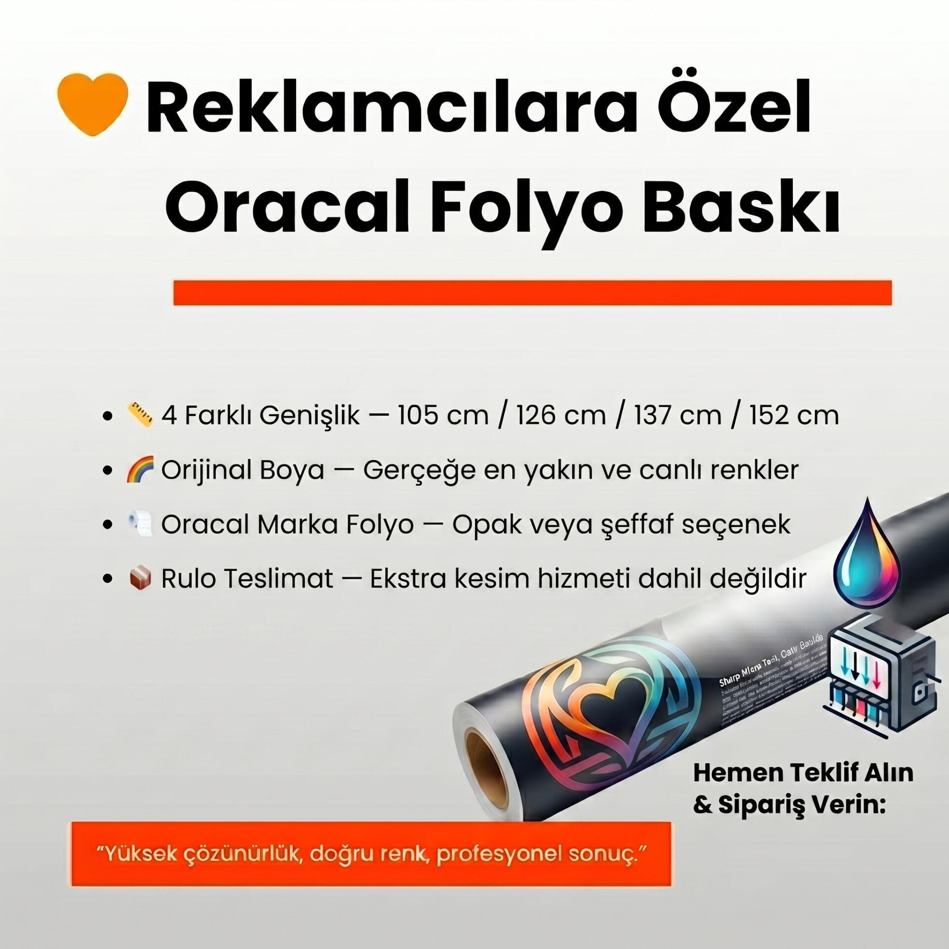 Oracal Folyo Baskı | Metre İle Rulo Baskı - Giftcrea
