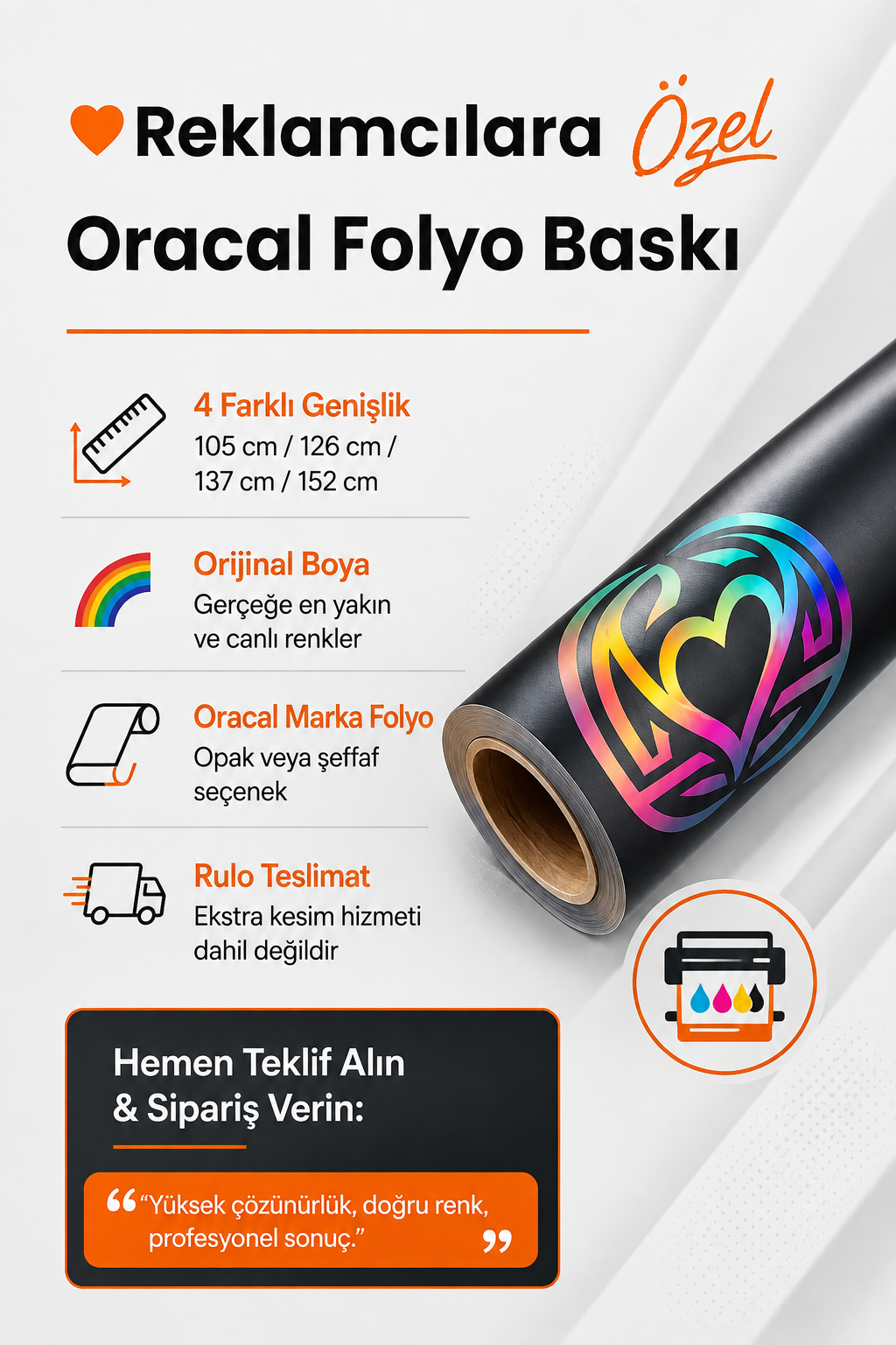Oracal Folyo Baskı | Metre İle Rulo Baskı - Giftcrea