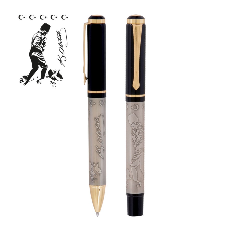 SİLOPİ ATATÜRK KABARTMALI İKİLİ KALEM SETİ Osmanlı Kabartmalı