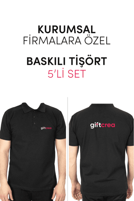 Kurumsal Firmalara Özel Baskılı Tişört - Özelleştirilebilir 5'li Tişört Seti - Polo Yaka