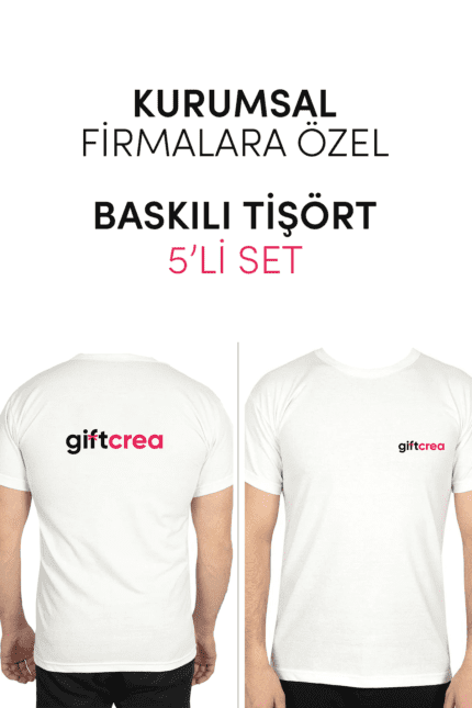 Kurumsal Firmalara Özel Baskılı Tişört - Özelleştirilebilir 5'li Tişört Seti Bisiklet Yaka